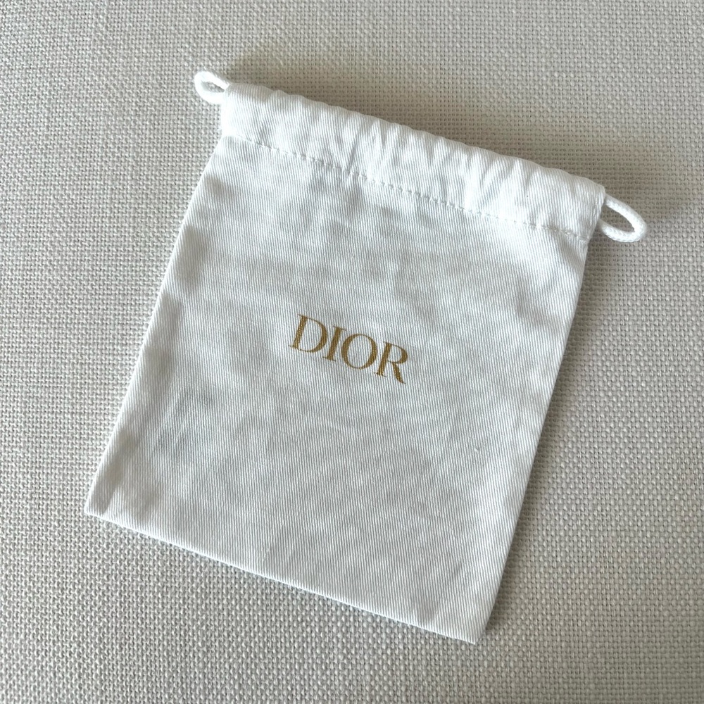 NEW DIOR WHITE COTTON DRAWSTRING POUCH SMALL
